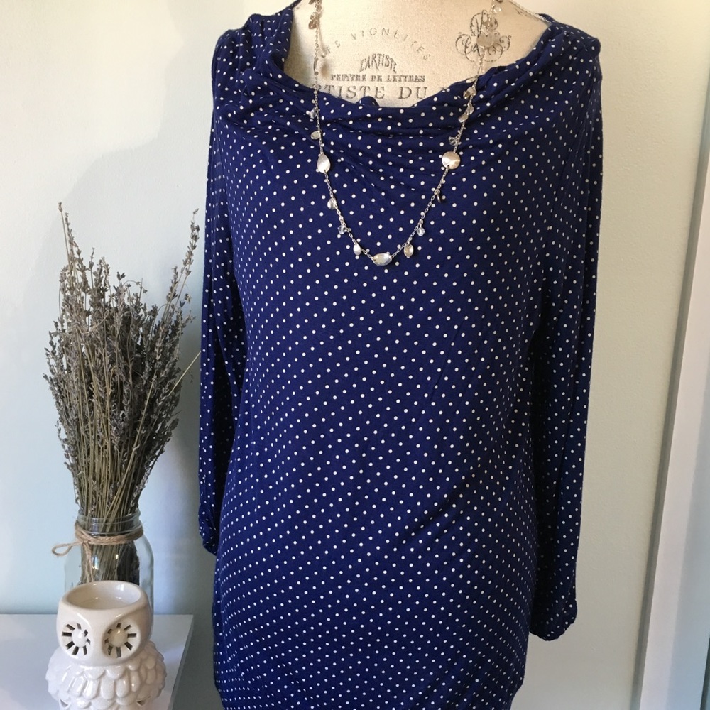 Old Navy Blue Polka Dot Blouse